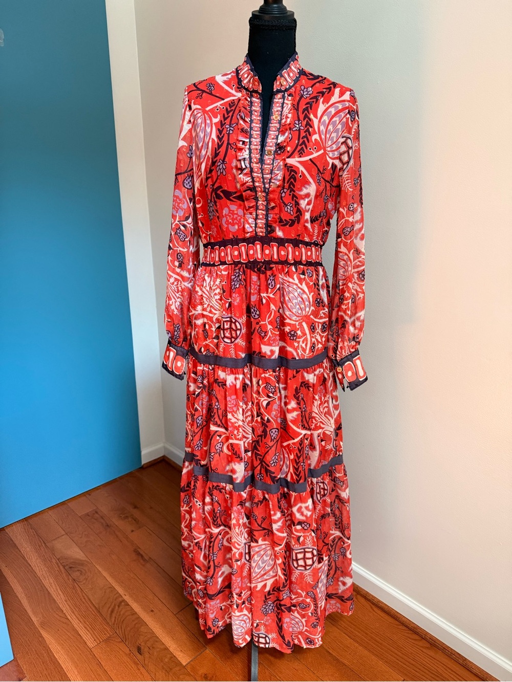 CK Bradley Navielle Maxi Dress- Sz Small (flaw-stuck zipper)